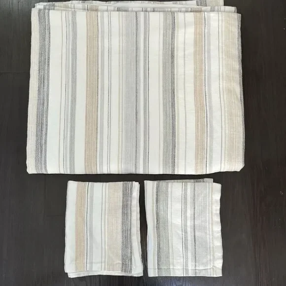 Pottery Barn Clayton Stripe King/California King Duvet Cover & 2 Standard Shams - Picture 2 of 13